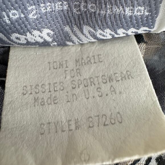 Vintage 80s TONI MARIE Blouse Size 6 Retro Animal Print Gold Thread Glam - Picture 9 of 11